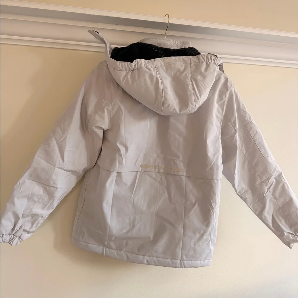 Kids Light Gray Puffer Jacket - Waterproof Winter Coat